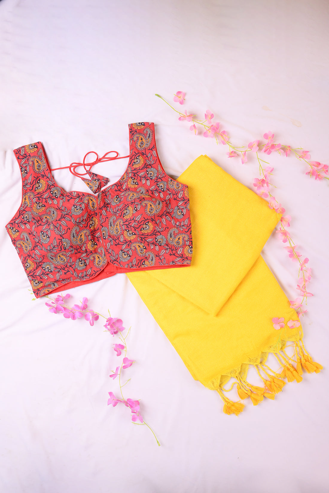 Bright Sunshine Yellow Solid Saree with Tassel Pallu – Everyday Ethnic Wear