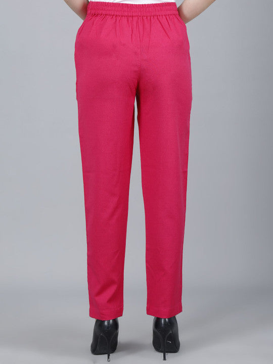 Ruby Pink Women Comfort Pleated Trousers
