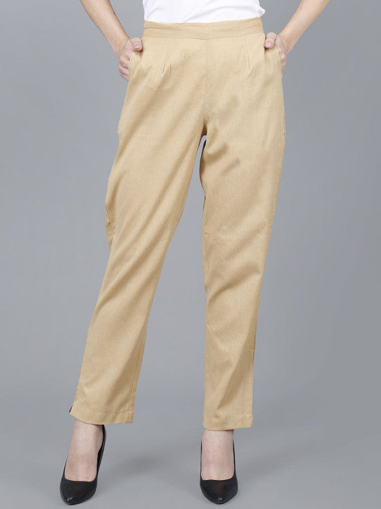Camel Women Comfort Pleated Trousers