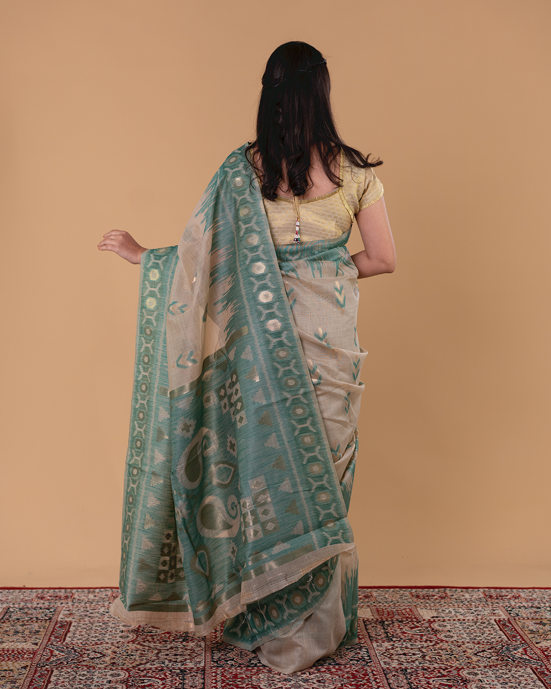 Handloom Style Printed Saree with Traditional Border