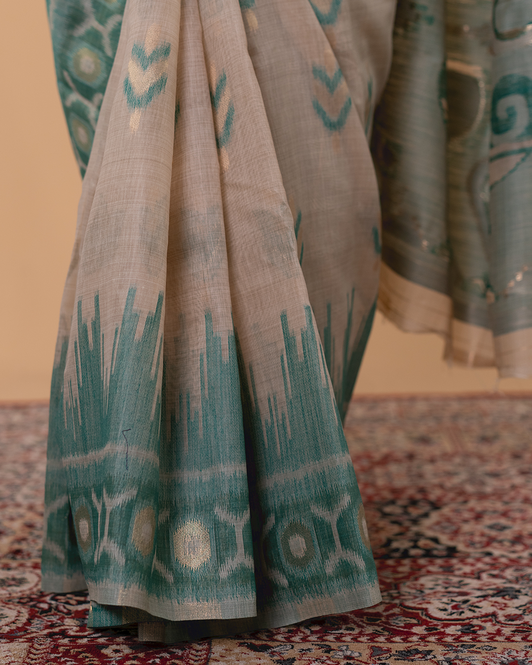 Handloom Style Printed Saree with Traditional Border