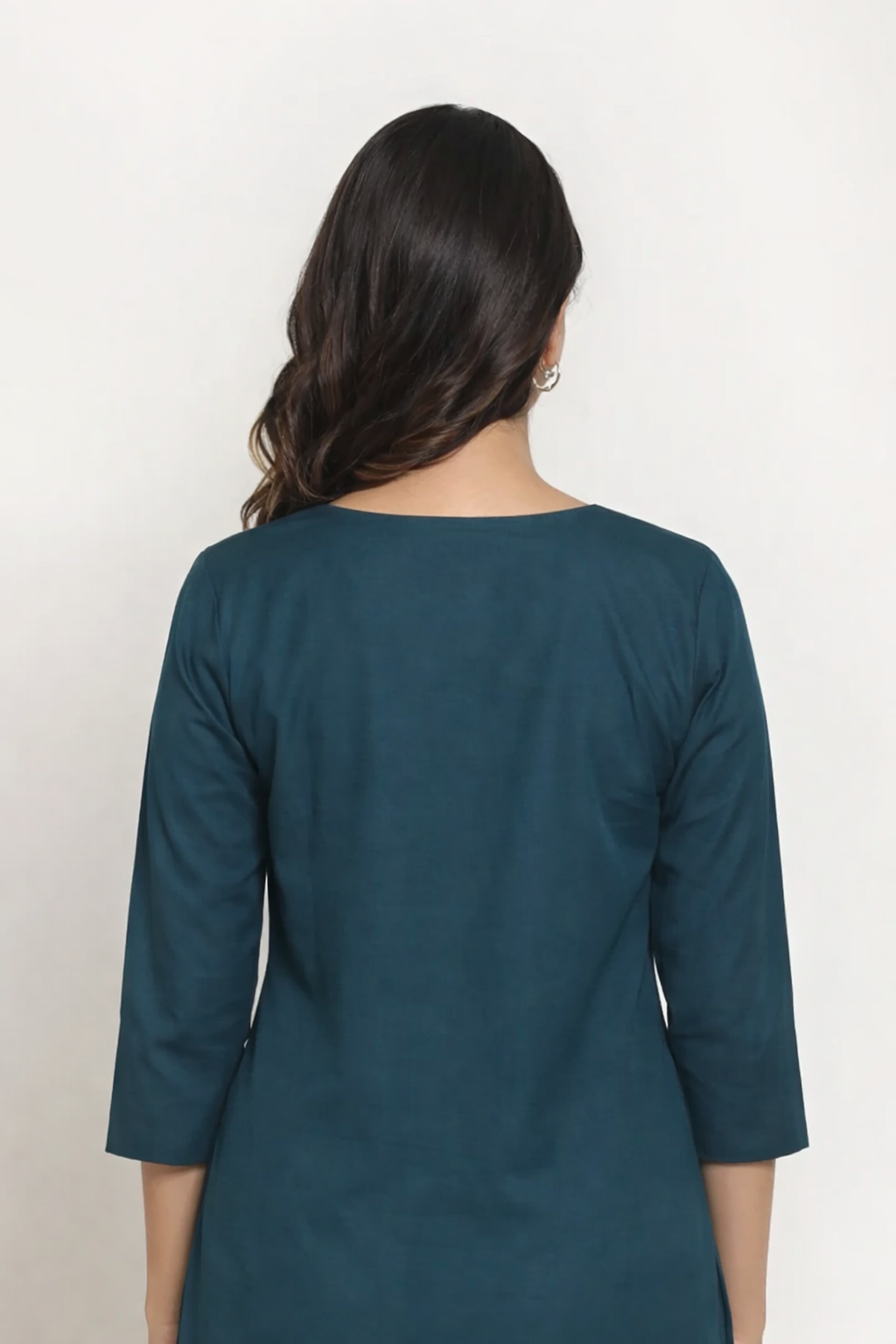 Deep Teal Cotton Kurti – Casual & Office Wear