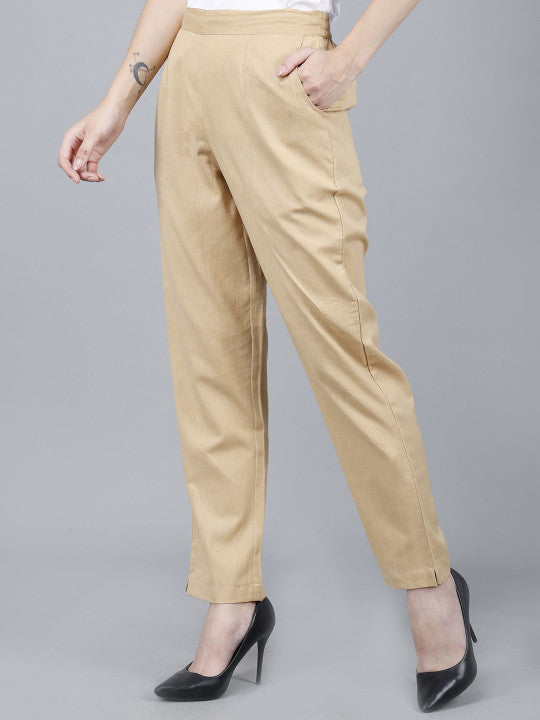 Camel Women Comfort Pleated Trousers