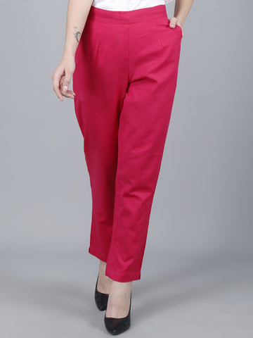 Ruby Pink Women Comfort Pleated Trousers