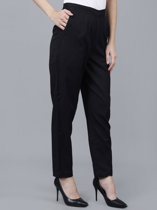 Black Women Comfort Pleated Trousers