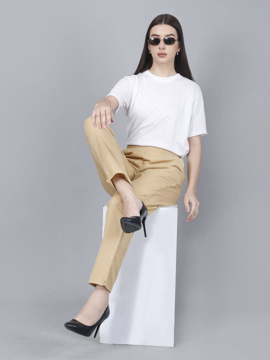 Camel Women Comfort Pleated Trousers
