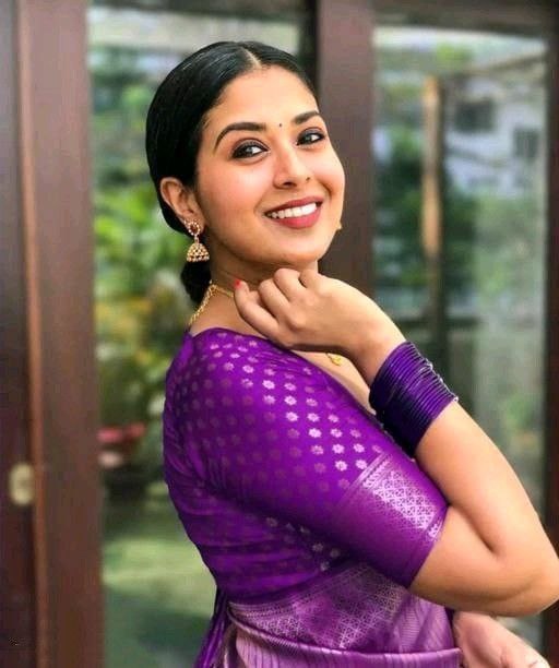Royal Purple Woven Silk Blend Saree with Silver Zari Geometric Design