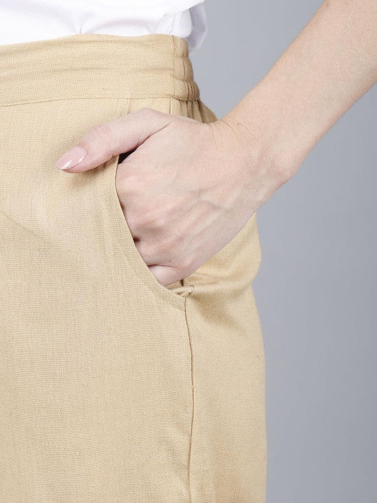 Camel Women Comfort Pleated Trousers