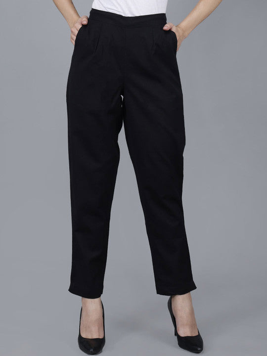 Black Women Comfort Pleated Trousers