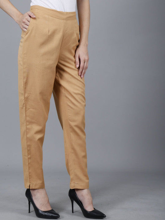 Desert Tan Women Comfort Pleated Trousers