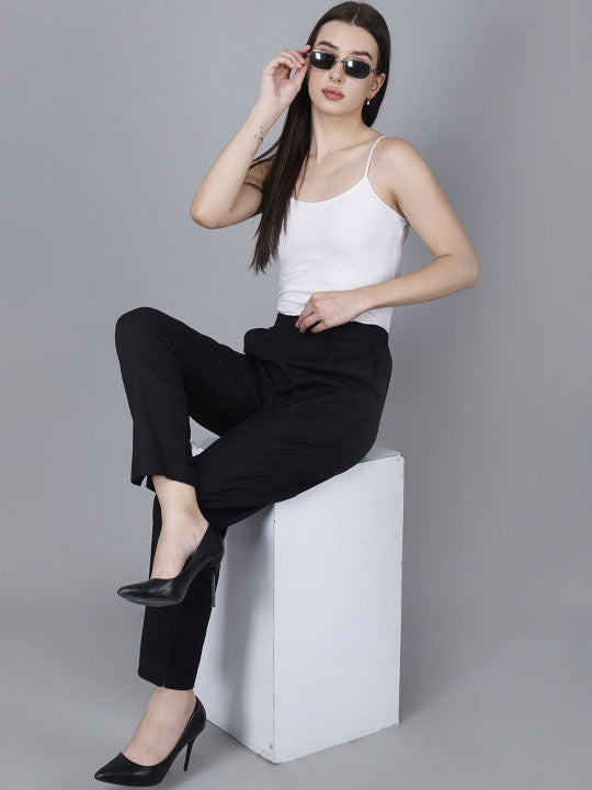 Black Women Comfort Pleated Trousers