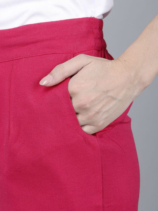 Ruby Pink Women Comfort Pleated Trousers