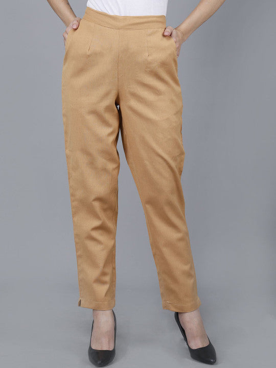 Desert Tan Women Comfort Pleated Trousers