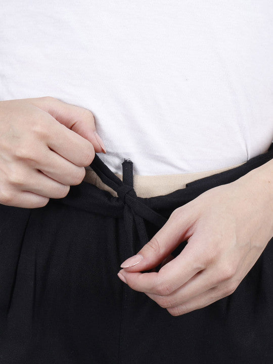 Black Women Comfort Pleated Trousers