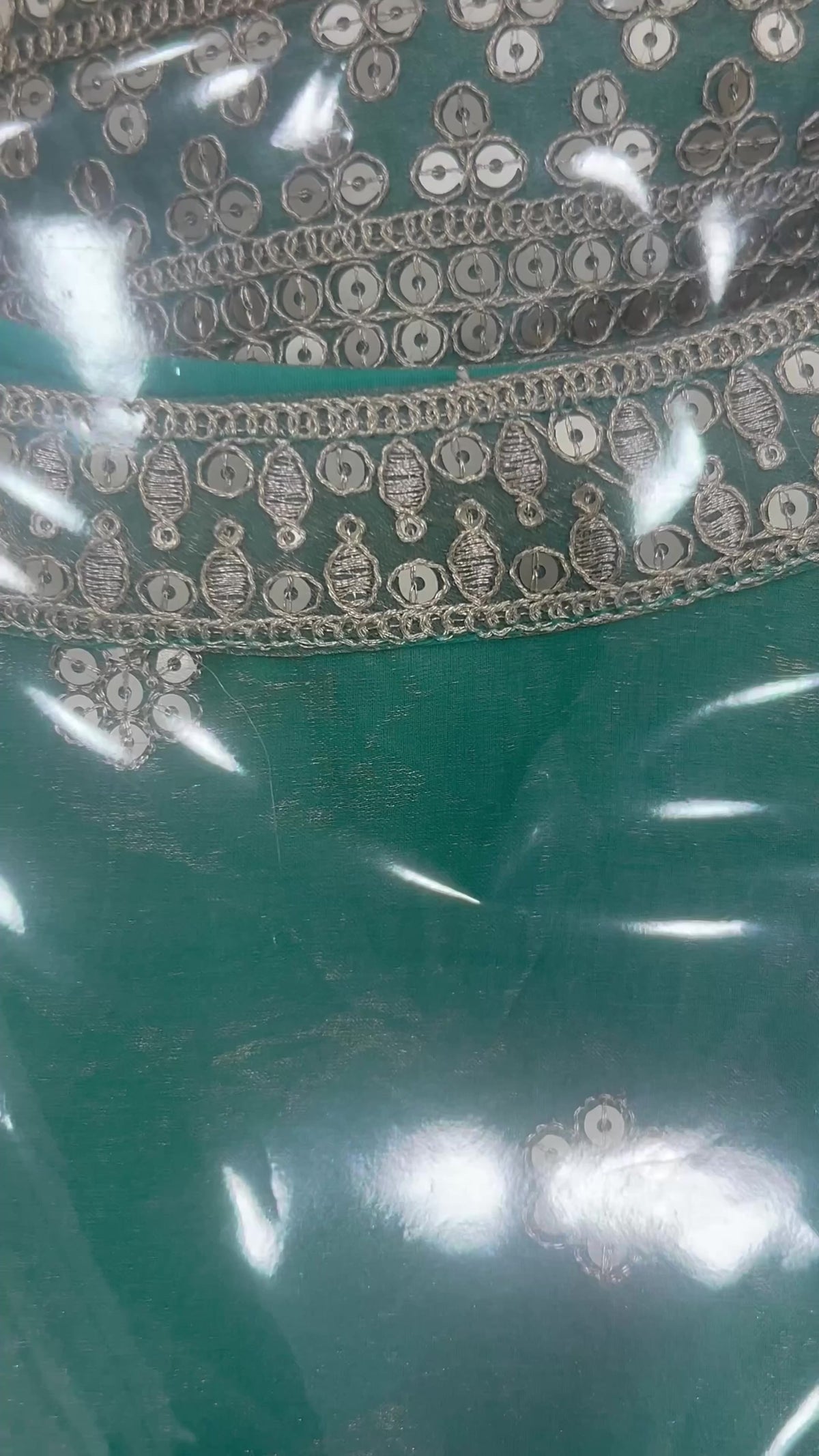 Sea Green Fendy Silk Embroidered Sleeveless Kurta with Bell Bottom Pants & Dupatta Set