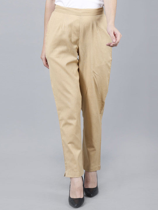 Camel Women Comfort Pleated Trousers