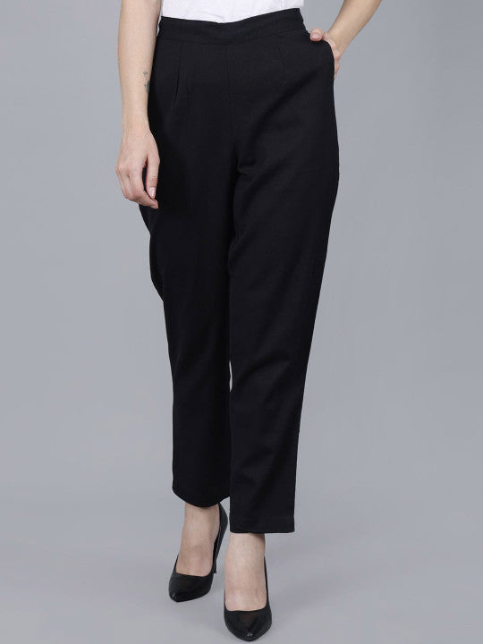 Black Women Comfort Pleated Trousers